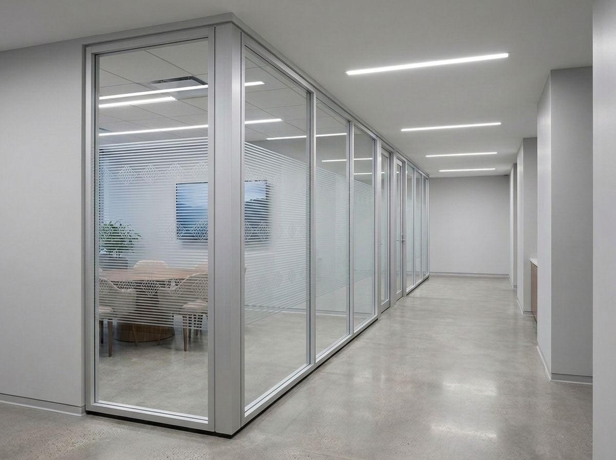 The same partition with an architectural pattern film