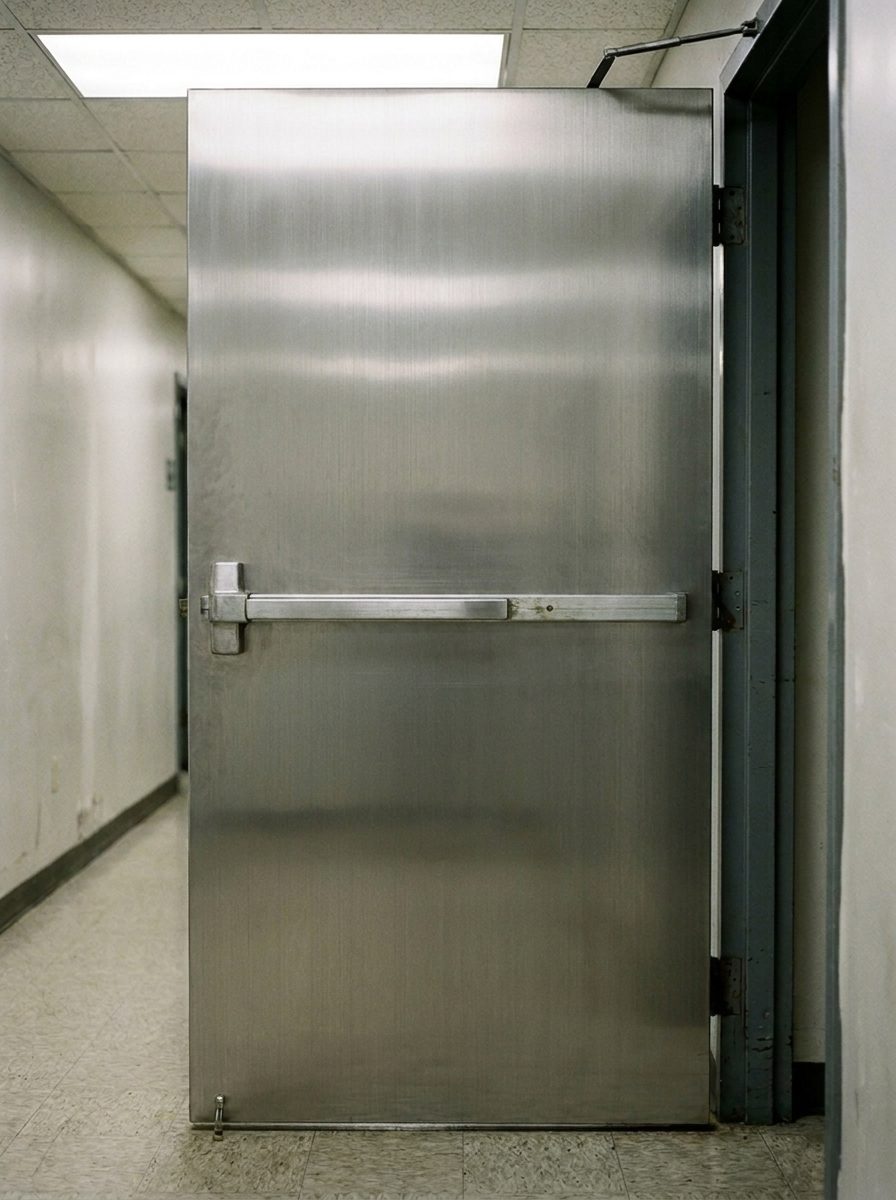 The same door wrapped in brushed steel DI-NOC film
